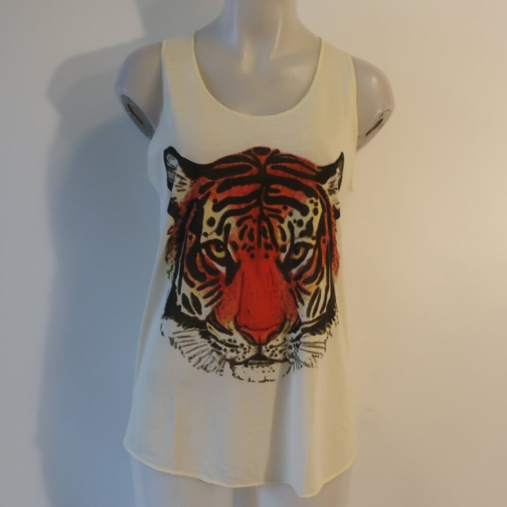 NWT Womens Tina Demel Cream Tiger Tank S
